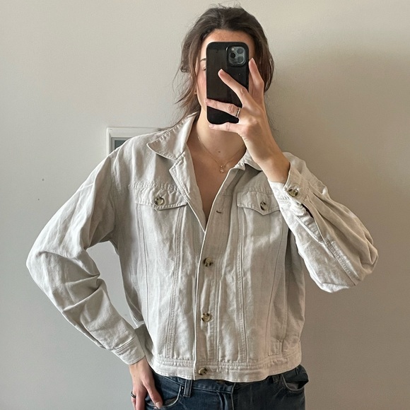 Beige Linen Jacket - Picture 1 of 4